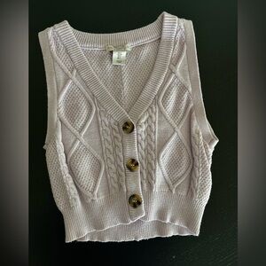 Sincerely Jules Lavender Cable Knit Button-Front Sweater Vest